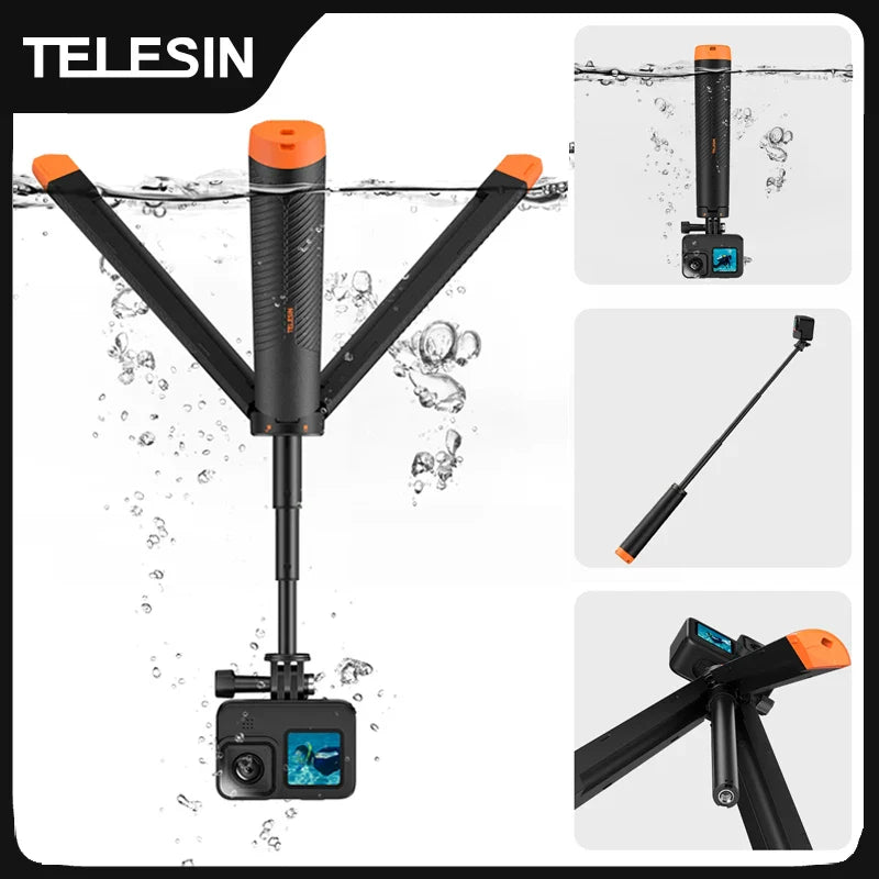 Telesin Underwater Buoyancy Diving Selfie Stick Tripod for GoPro, Insta360, DJI OSMO Action Cameras