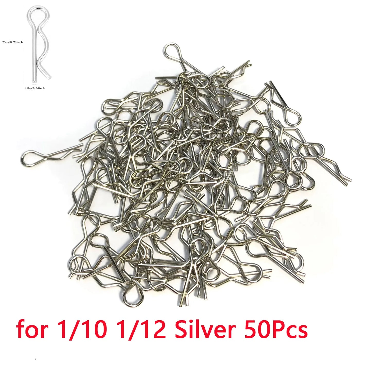 50PCS RC Car Body Clips & Pins — R Buckles for 1/5, 1/6, 1/7, 1/8, 1/12, 1/14, 1/16 RC Cars, Compatible with TRAXXAS & SCX10