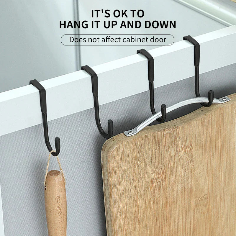Stainless Steel Double S Hooks — Punch-Free Wall Hangers for Bathroom, Kitchen & Door Towel Storage