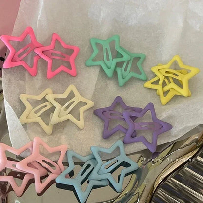 10/50PCS Colorful Kawaii Star Barrettes – Y2K Sweet Girls Metal Snap Hairclips & Hair Jewelry Gifts