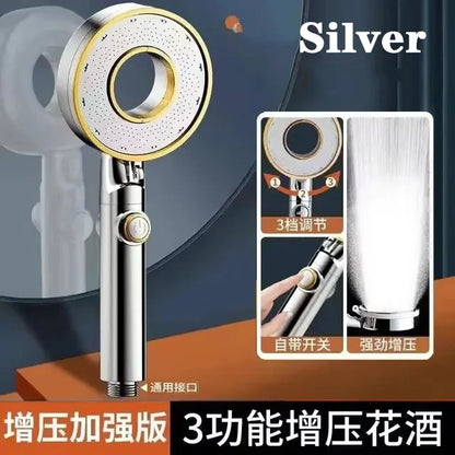 High Pressure Shower Head with 3 Modes – Adjustable Water-Saving Spray & One-Key Stop Nozzle for Bathroom Faucet Accessories