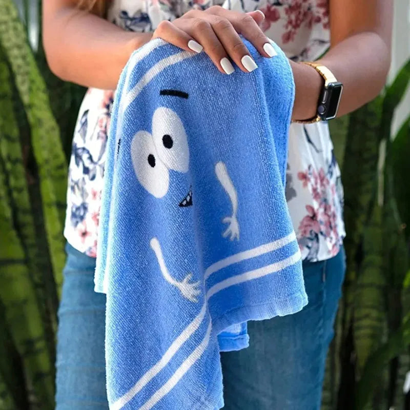 Cartoon Expression Soft Towel | Quick-Drying, Double-Sided Velvet Absorbent Bath & Face Towel for Children