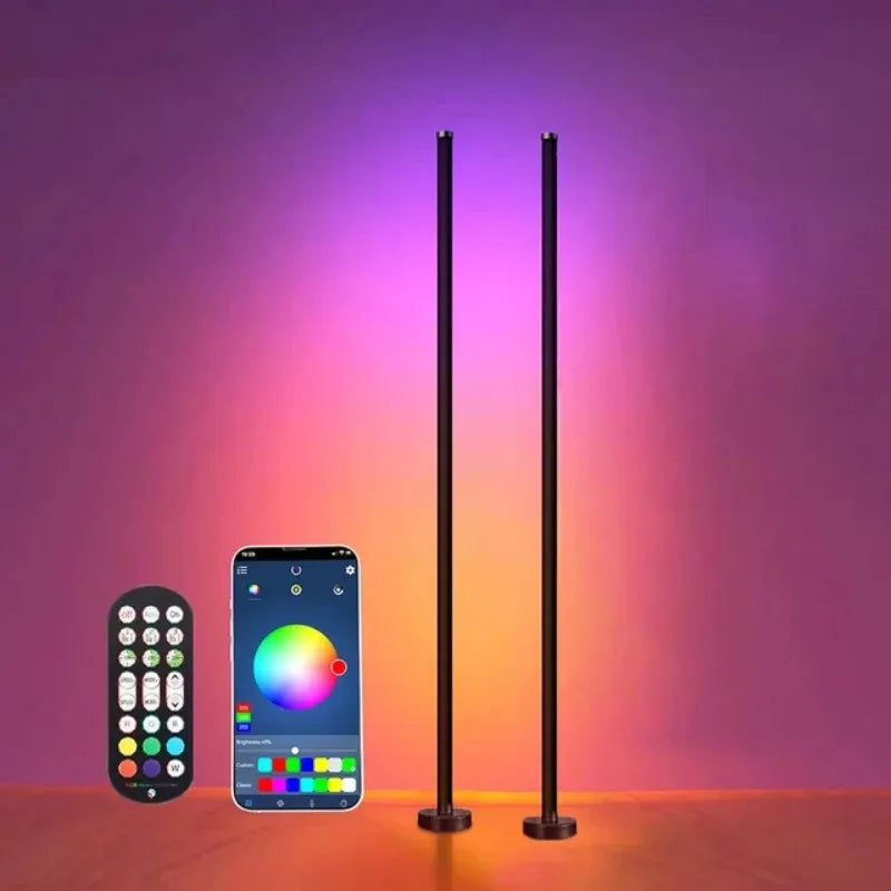 Smart RGB LED Floor Lamp - Remote & APP Control, Music Sync, Timer, Modern Corner Lighting for Bedroom & Living Room