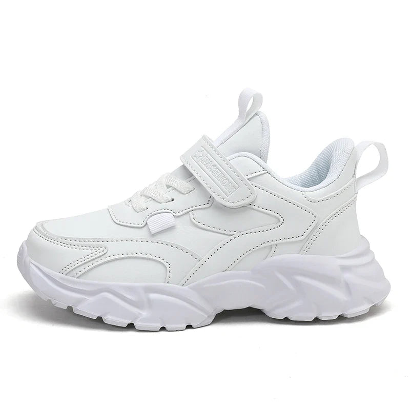Kids Sport Casual Shoes — Leather Sneakers for Girls & Boys (Ages 5-16), Outdoor Running, Soft Sole, Anti-Slip Walking Footwear