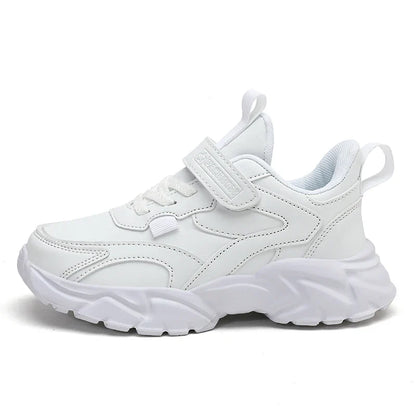 Kids Sport Casual Shoes — Leather Sneakers for Girls & Boys (Ages 5-16), Outdoor Running, Soft Sole, Anti-Slip Walking Footwear
