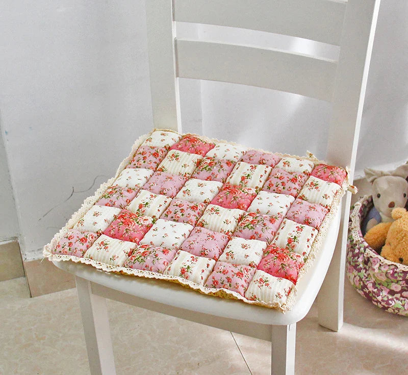 Non-Slip Office Chair Cushion – Pastoral Style Cotton Stool Pad, Breathable & Portable, Home Garden Decorative Gift
