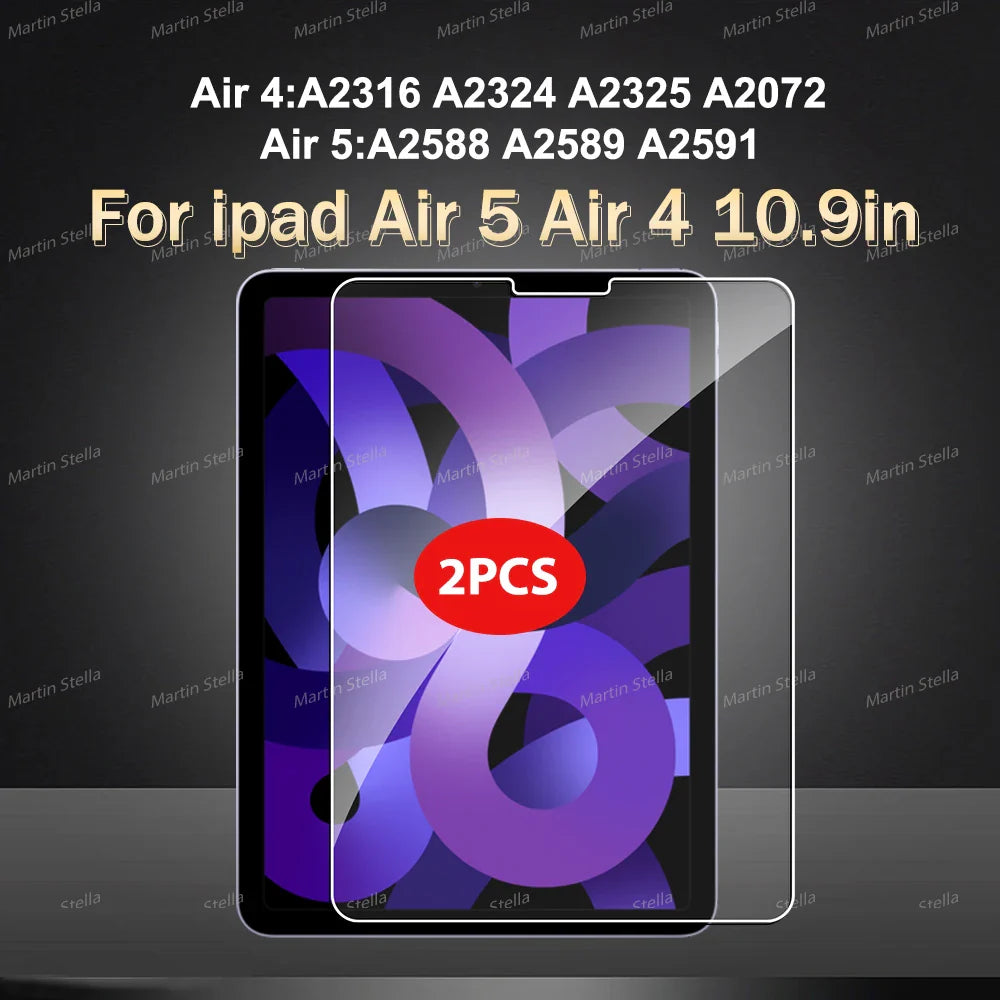 2-Pack Tempered Glass Screen Protector for iPad Pro & Air 12.9"/13"/11" — Compatible with M2/M3/M4/M5 (2024–2025)