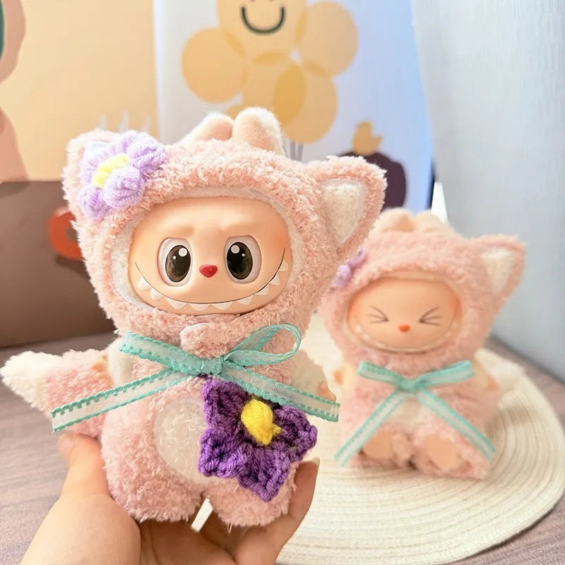 15cm/17cm LABUBU Doll Outfits – Sitting Party Plush Animal Sets for Generations 1-3, Cute Gifts for LABUBU Fans