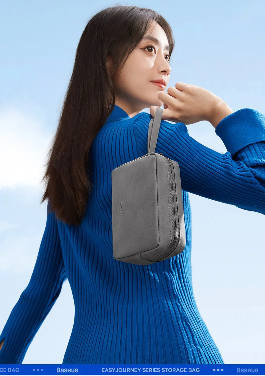 Baseus Organizer Bag – Zipper Storage Case for iPhone 15/14 Pro Max, Earphones, Power Bank, Cables & Digital Accessories