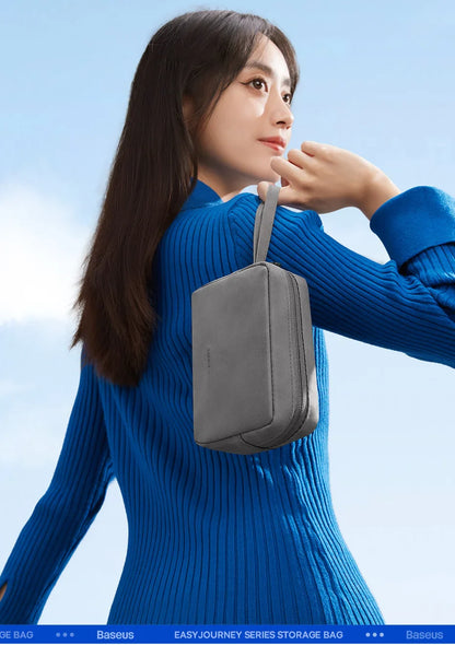 Baseus Organizer Bag – Zipper Storage Case for iPhone 15/14 Pro Max, Earphones, Power Bank, Cables & Digital Accessories