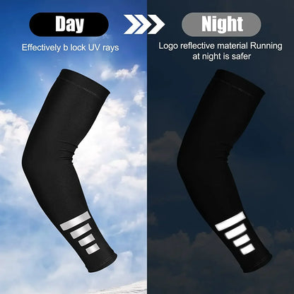 2PCS Summer UV Protection Arm Sleeves – Reflective Arm Warmers for Cycling, Running, and Sports, Men & Women