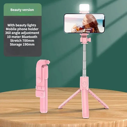 Wireless Selfie Stick & Tripod Stand with Light – Bluetooth Remote for iPhone, Mobile & TikTok Live