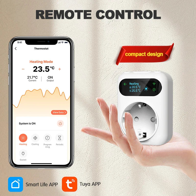 Smart WiFi Thermostat Plug – Tuya Wireless Temperature Controller for Boiler, Fan, Heating & Cooling, Alexa & Google Home Compatible