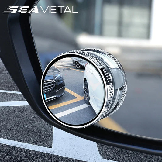 SEAMETAL 2PCS Wide-Angle Blind Spot Mirrors — 360° Adjustable HD Suction Cup Round Car Auxiliary Rearview Mirrors