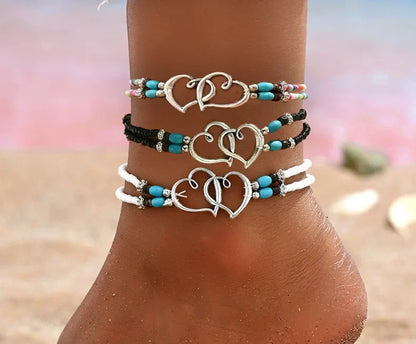 Beach Bead Anklet for Women – Retro Fashion Beaded Stone Pendant Ankle Chain Summer Beach Jewelry Boho Style Anklet for Girls