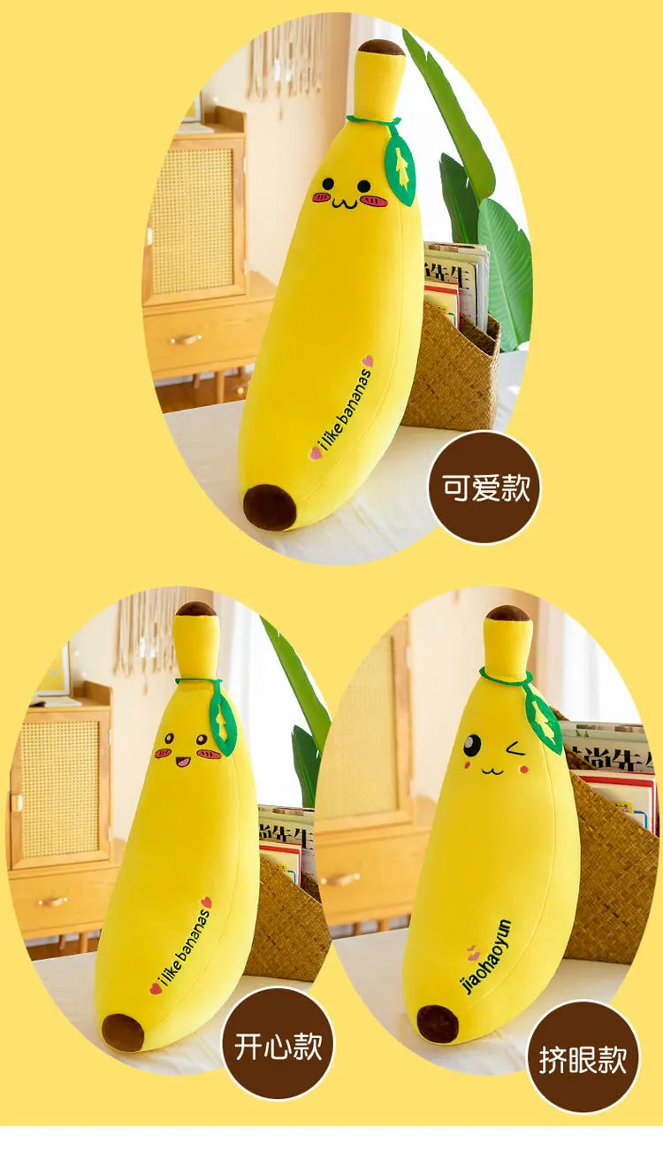 Banana Long Throw Pillow – Cute Super Soft Plush Leg Hug Doll for Bed, Perfect Girl Plush Toy