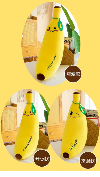 Banana Long Throw Pillow – Cute Super Soft Plush Leg Hug Doll for Bed, Perfect Girl Plush Toy