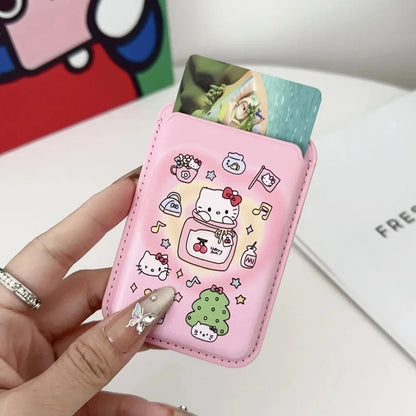 INS MagSafe Hello Kitty Wallet Card Holder Case for iPhone 17 / 16 / 15 / 14 / 13 Air Pro Max – Magnetic Card Clip Slim Wallet Phone Cover for Girls Gift Style Accessory