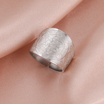 Dawapara 7 Archangels Protection Ring – Metatron Cube, Lilith Symbol, King Solomon Secrets Vintage Amulet Jewelry