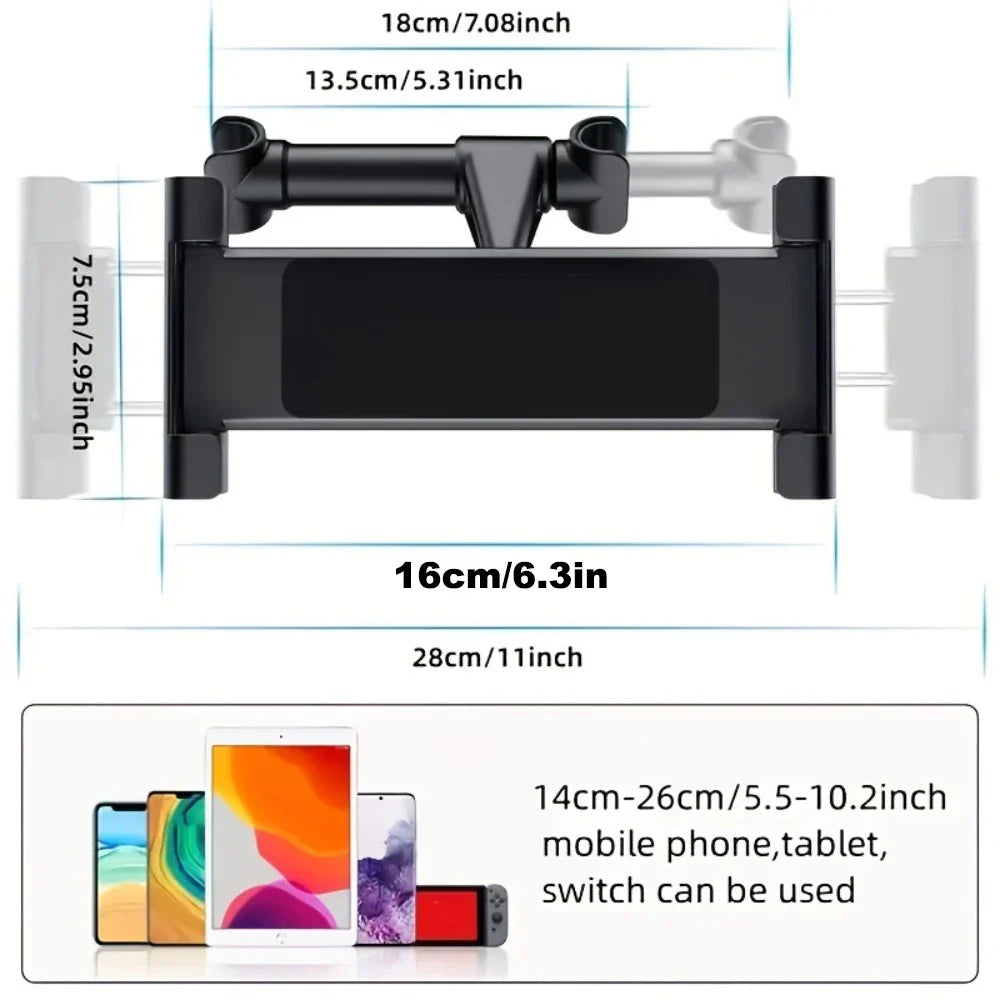Car Tablet Holder - Headrest Mount Stand for iPad Air, Mini & 4.7-12.9" Devices