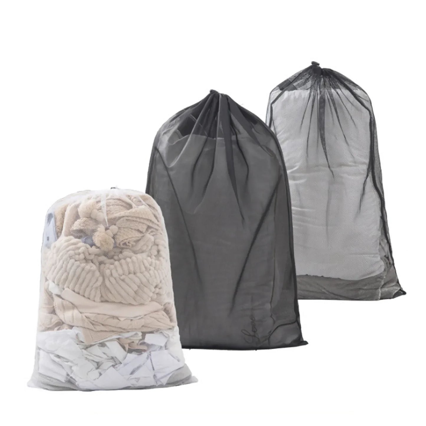 Large Nylon Mesh Laundry Bag — Durable Drawstring Clothes Washing Bag, Anti-Snag & Deformation