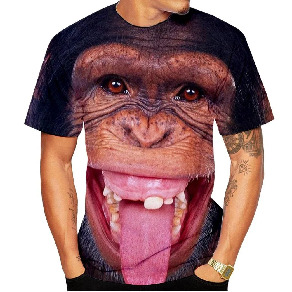 Men’s 3D Gorilla Monkey T-Shirt - Funny Graphic Print Summer Short Sleeve Shirt