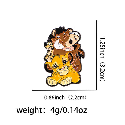 Cartoon Movie Enamel Lapel Pins — Lion, Cat & Duck Brooches for Backpacks, Clothes, DIY Metal Badge Jewelry Accessories