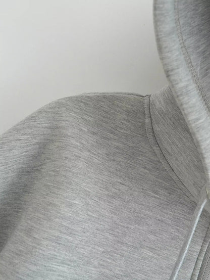 TRAFZA Autumn Women's Gray Jacket – Hooded, Long Sleeve, Zipper Coat with Big Pockets, Loose Casual Outerwear Tops