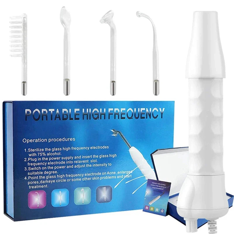 4 in 1 Electrode Glass Tube Machine - High Frequency Skin Spot Acne Wand for Facial Spa & Skin Care Electrotherapy