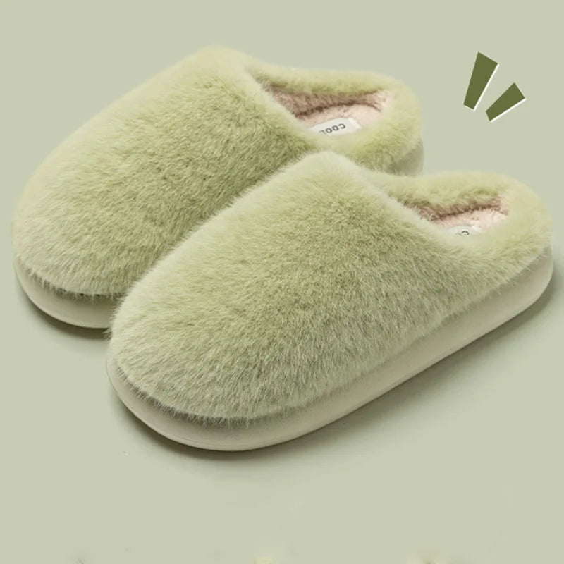 Women’s Winter Faux Fur Slippers – Plush Toe-Cover, Soft Cotton Indoor House Shoes with Thick Slip-Resistant Sole
