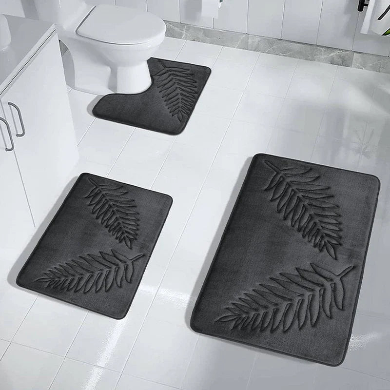 3Pcs Anti-Slip Bath Rug Set – Non-Slip Quick Dry Absorbent Bathroom Mat, Machine Washable Shower Carpet for Home