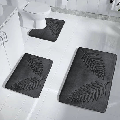 3Pcs Anti-Slip Bath Rug Set – Non-Slip Quick Dry Absorbent Bathroom Mat, Machine Washable Shower Carpet for Home