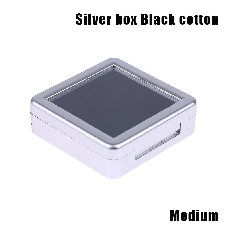 Transparent Glass Lid Gem Storage Box – Jewelry Display Case for Diamonds, Gemstones & Pendants Holder Container