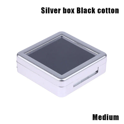 Transparent Glass Lid Gem Storage Box – Jewelry Display Case for Diamonds, Gemstones & Pendants Holder Container