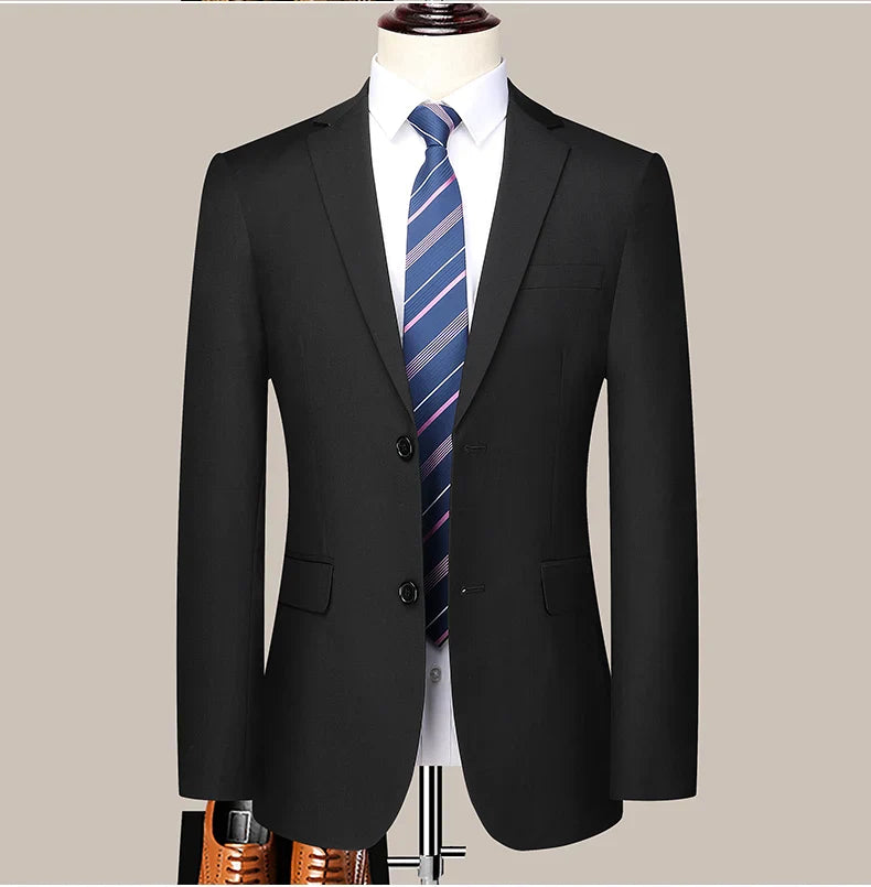 2023 Men’s Two-Button Wedding Suit — Korean Slim Fit Fashion Business Formal Two-Piece Set (Blazer + Trousers)