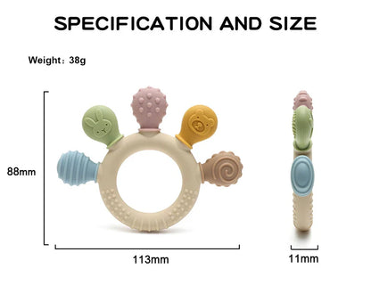 Multicolor Silicone Baby Teething Ring – Handheld Teether Toy for 0-12 Months, Chew Beads Sensory Gum Relief Soother