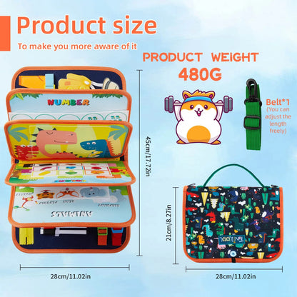 TUNJILOOL Montessori Busy Board – Early Educational Toy for Toddlers, Felt Cloth Story Book, 3D Shape & Color Match