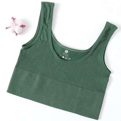 Women’s Seamless Ribbed Tank Top - High-Elastic Sleeveless Crop Camisole, O-Neck Everyday Sportswear M-XL