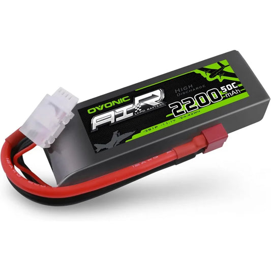 OVONIC 3S 2200mAh 11.1V LiPo Battery — 50C RC Battery with Dean Connector for Airplane, Quadcopter, Helicopter, and FPV Drone