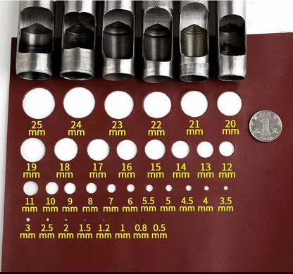 6 Piece Leather Hole Punching Tools Set - Hollow Round Puncher for Clothing, Sewing, and Leathercraft Accessories - Drilling Puncher Kit