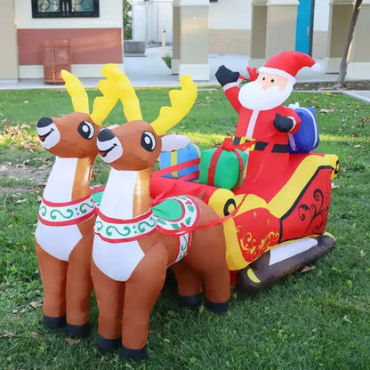 2.1M Inflatable Christmas Decoration – Santa Claus Riding Sled with Reindeer for Indoor & Outdoor Garden and Party Decor