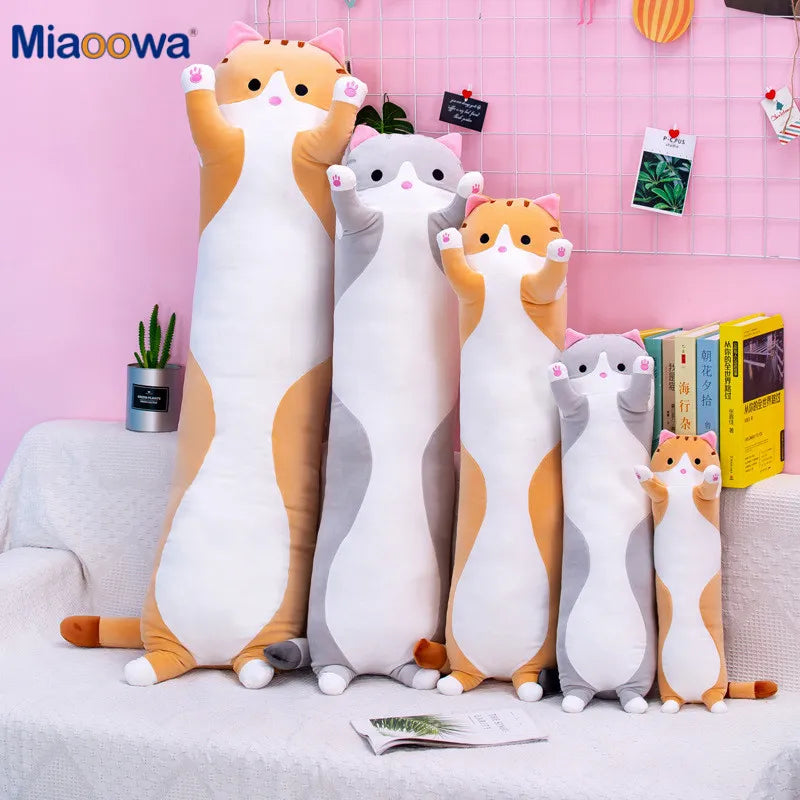 Cute Soft Long Cat Plush Toys - 50/70cm Stuffed Nap Pillow for Office, Bed, and Home Decor - Perfect Gift Doll for Kids and Girls