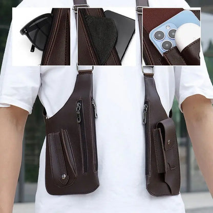 Double Shoulder Strap Multi-Pocket Waterproof Tactical Fishing Bag – Men's Anti-Theft Crossbody Bag