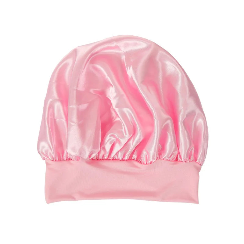 Women's Silky Satin Night Sleep Cap - Double Layer Adjustable Hair Bonnet, Shower Cap for Curly Hair Styling Accessories