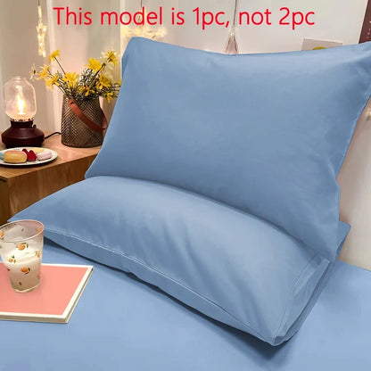 Matte Solid Color Pillowcase - Soft Pocket Sealed Bedroom Bedding Cover