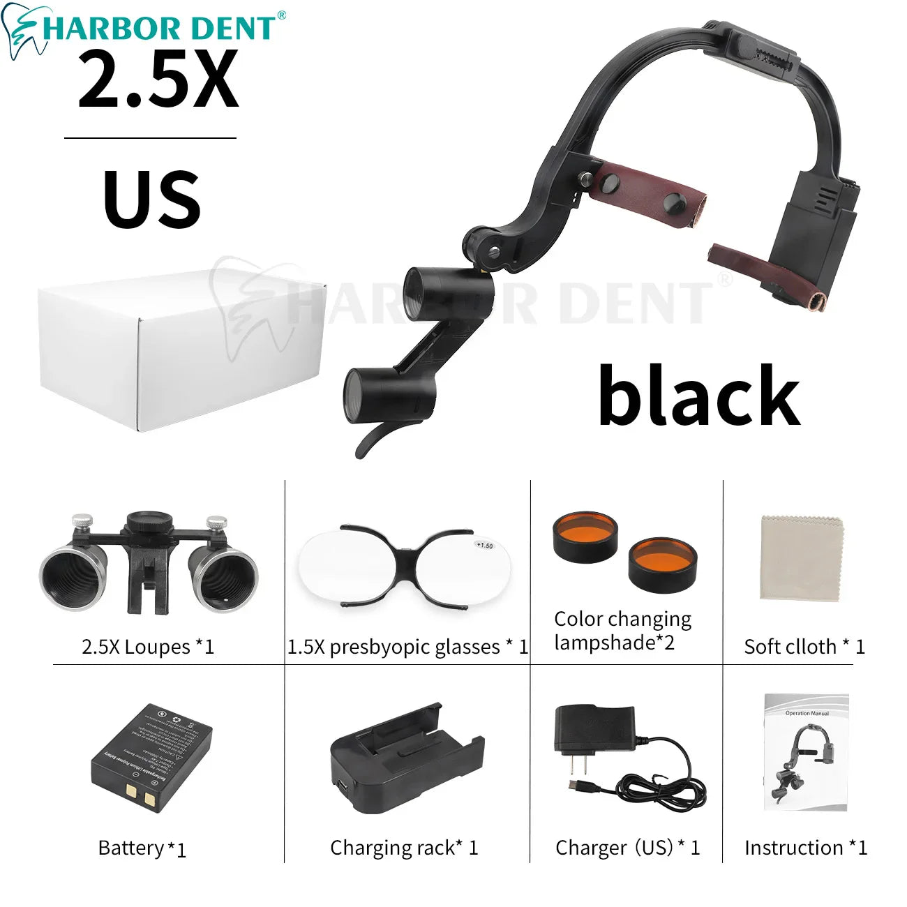 Dental Loupes LED Headlight – 2.5X/3.5X Magnification Binocular Surgical Magnifier with Comfortable Headband