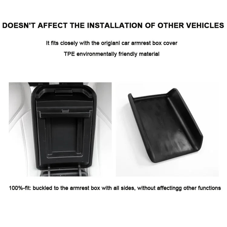 Armrest Box Protective Cover – TPE Center Console Pad for Tesla Model 3 2023 & Model Y HW4.0 Accessories
