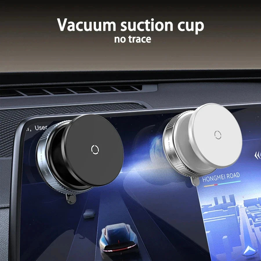 Magnetic Suction Phone Mount - 360° Adjustable Foldable Car Holder with Vacuum Adsorption Bracket for Universal Smartphones