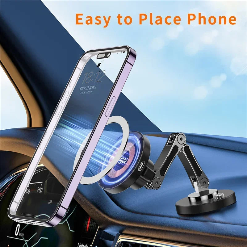 Magnetic Wireless Car Charger Stand – Fast Charging Mount for MagSafe iPhone 15/14/13/12