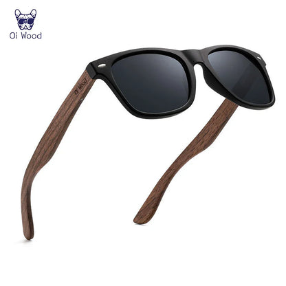 Oi Wood Natural Wooden Polarized Sunglasses for Men – Fashion Sun Glasses with TR90 Frames